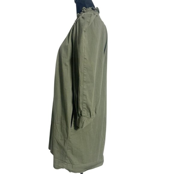 Tuckernuck Pomander Place Medium Green Claiborne Dress Short Long Sleeve Olive - Picture 6 of 12